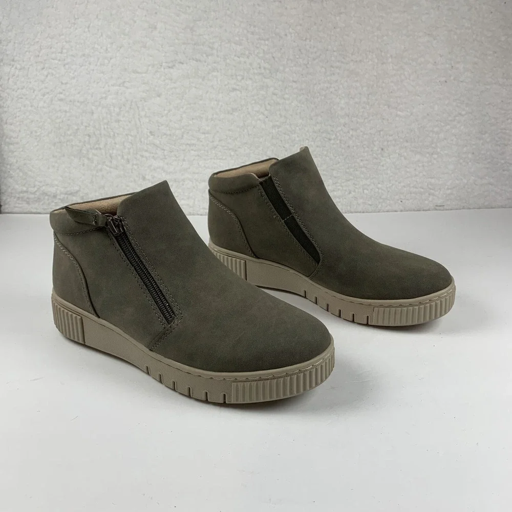 SOUL Naturalizer Turner-Mid Comfort Booties Women 8 Dark Olive Faux Leather 7834